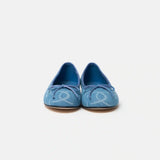 Chanel Printed Denim Blue Ballet Flats