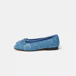 Chanel Printed Denim Blue Ballet Flats