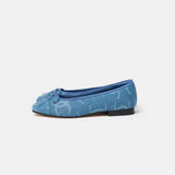 Chanel Printed Denim Blue Ballet Flats