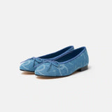 Chanel Printed Denim Blue Ballet Flats
