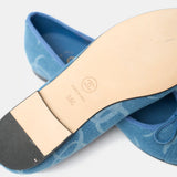 Chanel Printed Denim Blue Ballet Flats