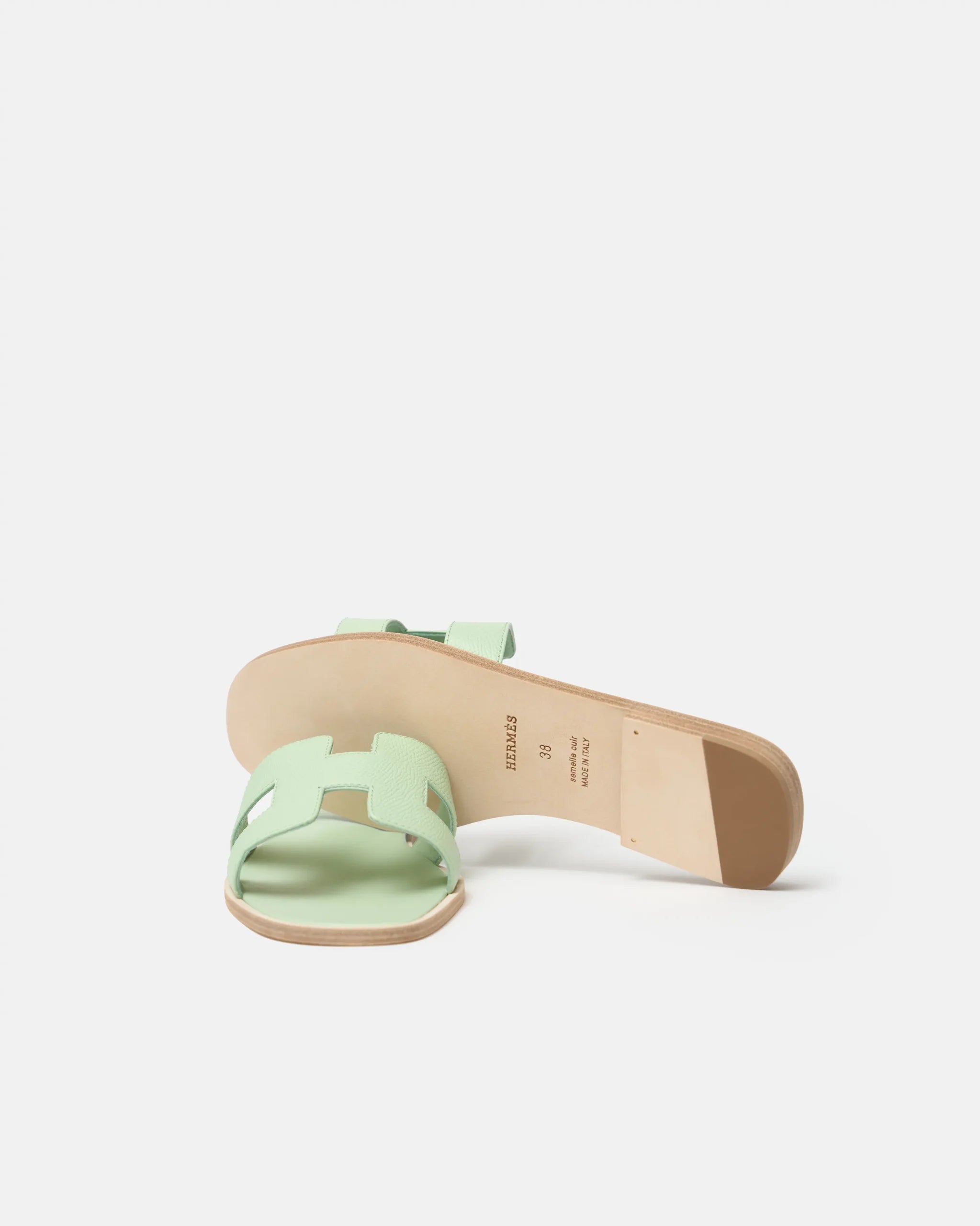 Hermès Oran Vert Jade Epsom Sandals