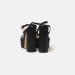 Prada Black High-heeled Satin Platform Sandals