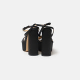 Prada Black High-heeled Satin Platform Sandals