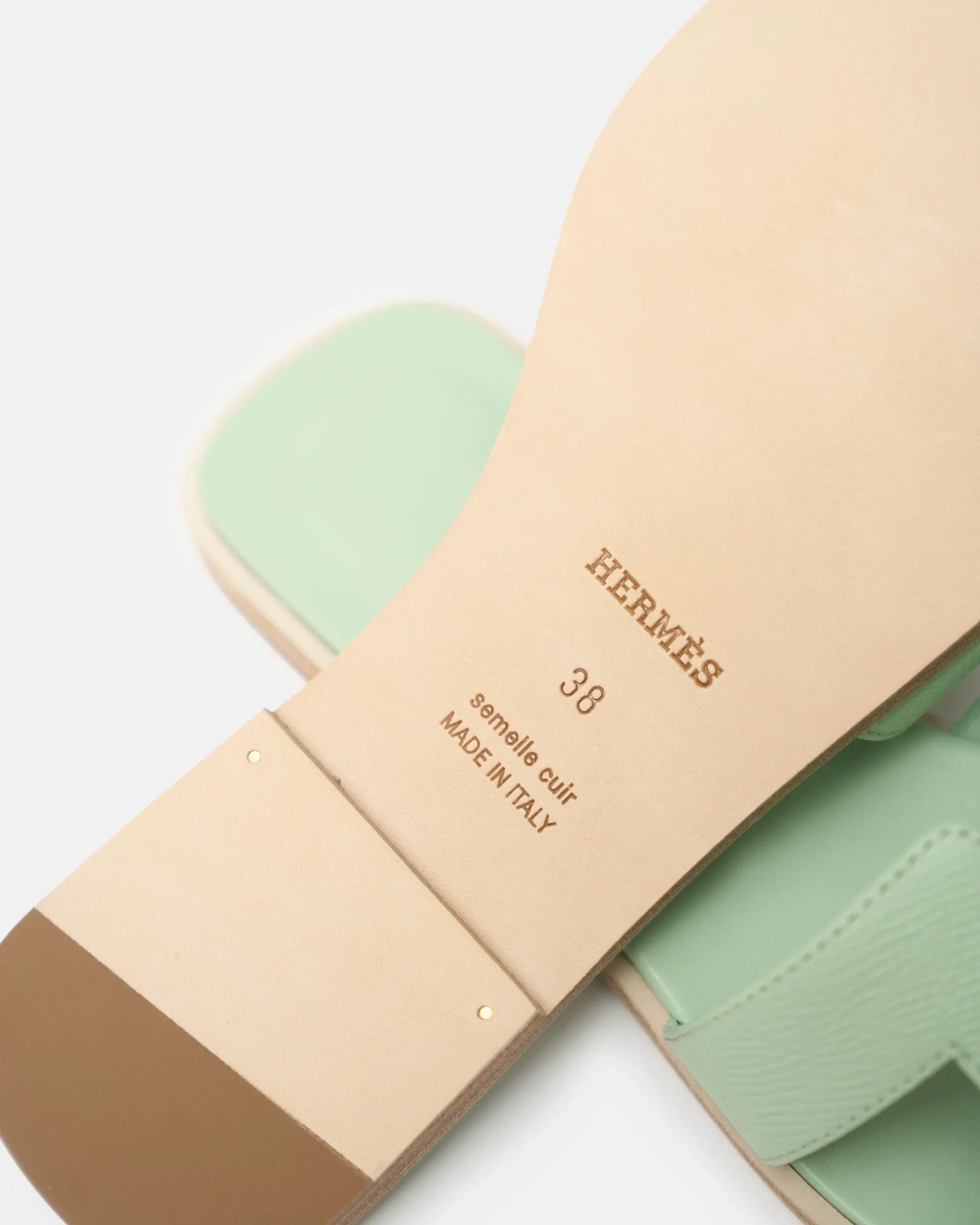 Hermès Oran Vert Jade Epsom Sandals