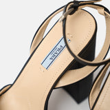 Prada Black High-heeled Satin Platform Sandals