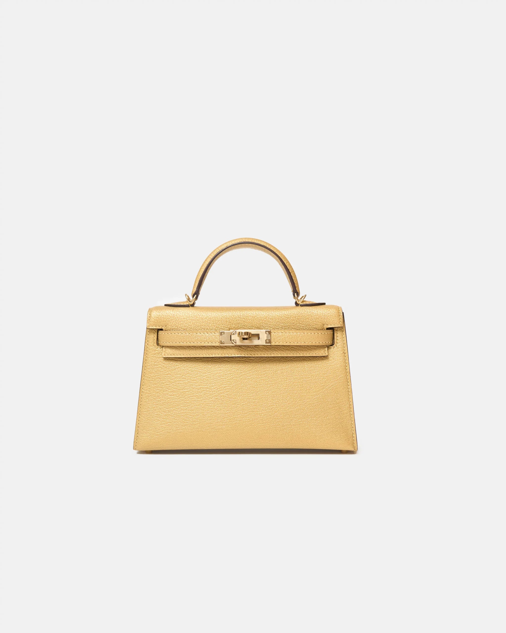 Hermès Kelly Mini 20 Dore Chèvre Chamkilight Permabrass