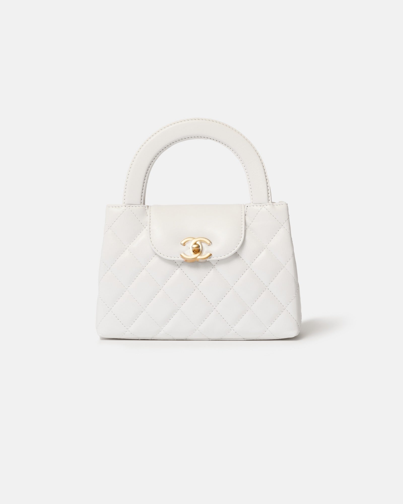 Chanel Mini Kelly White Calfskin Gold-Tone Metal Bag