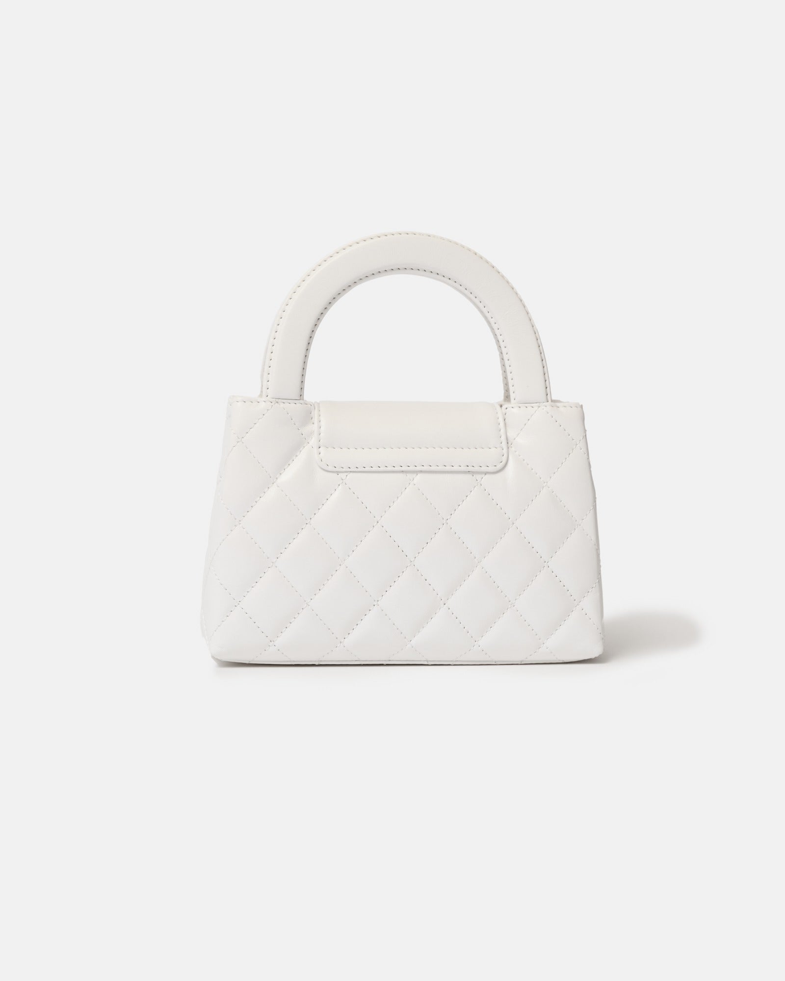 Chanel Mini Shopping White Calfskin Gold-Tone Metal Bag