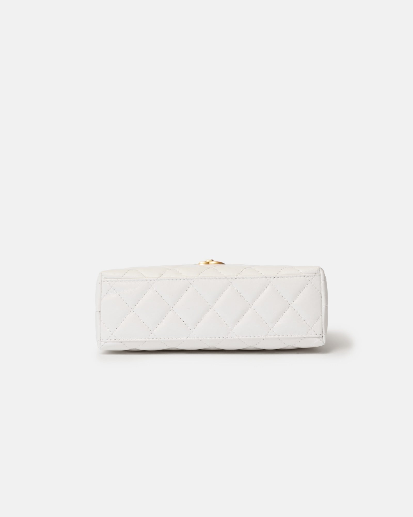 Chanel Mini Shopping White Calfskin Gold-Tone Metal Bag