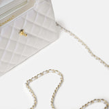 Chanel Mini Shopping White Calfskin Gold-Tone Metal Bag