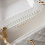 Chanel Mini Shopping White Calfskin Gold-Tone Metal Bag