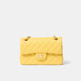 Chanel Classic Double Flap Small Yellow Caviar Gold-Tone Metal