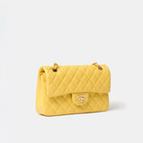 Chanel Classic Double Flap Small Yellow Caviar Gold-Tone Metal