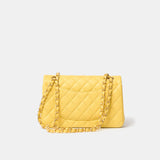 Chanel Classic Double Flap Small Yellow Caviar Gold-Tone Metal