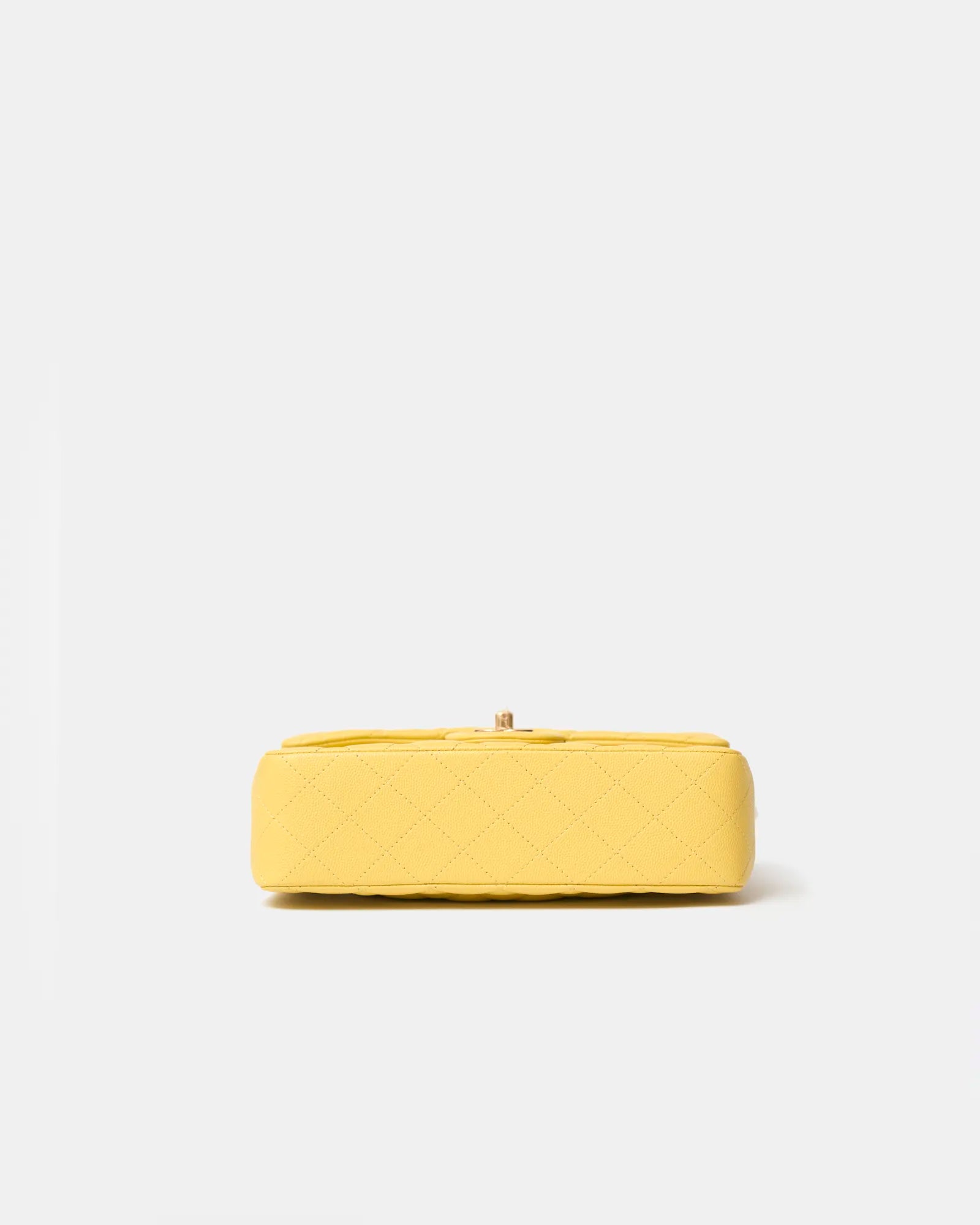 Chanel Classic Double Flap Small Yellow Caviar Gold-Tone Metal