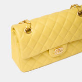 Chanel Classic Double Flap Small Yellow Caviar Gold-Tone Metal