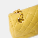 Chanel Classic Double Flap Small Yellow Caviar Gold-Tone Metal