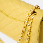 Chanel Classic Double Flap Small Yellow Caviar Gold-Tone Metal