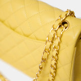 Chanel Classic Double Flap Small Yellow Caviar Gold-Tone Metal