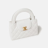 Chanel Mini Kelly White Calfskin Gold-Tone Metal Bag