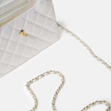 Chanel Mini Kelly White Calfskin Gold-Tone Metal Bag