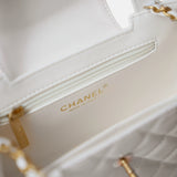 Chanel Mini Kelly White Calfskin Gold-Tone Metal Bag
