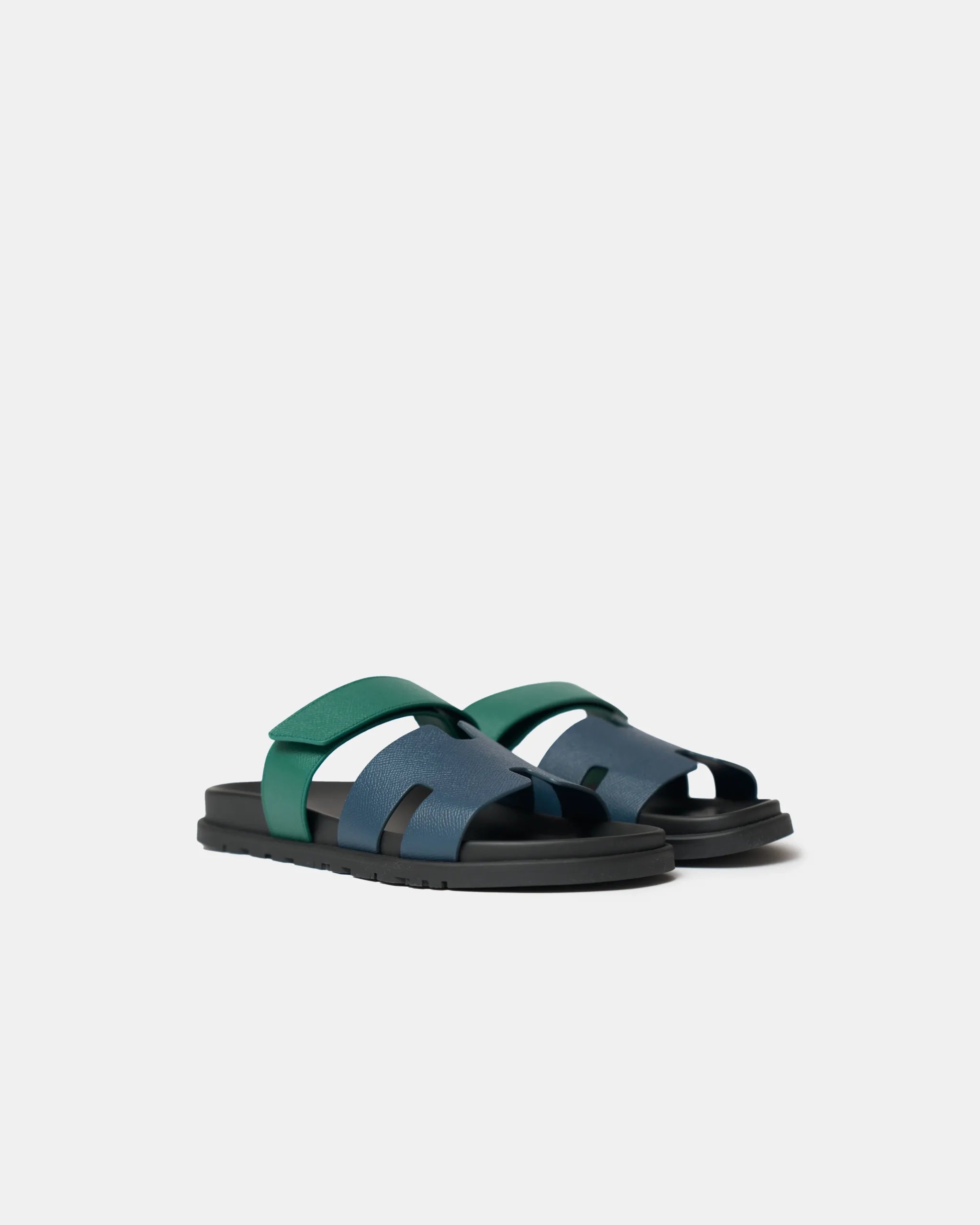 Hermès Chypre Bleu Celeste_Vert Oyat Epsom Sandals