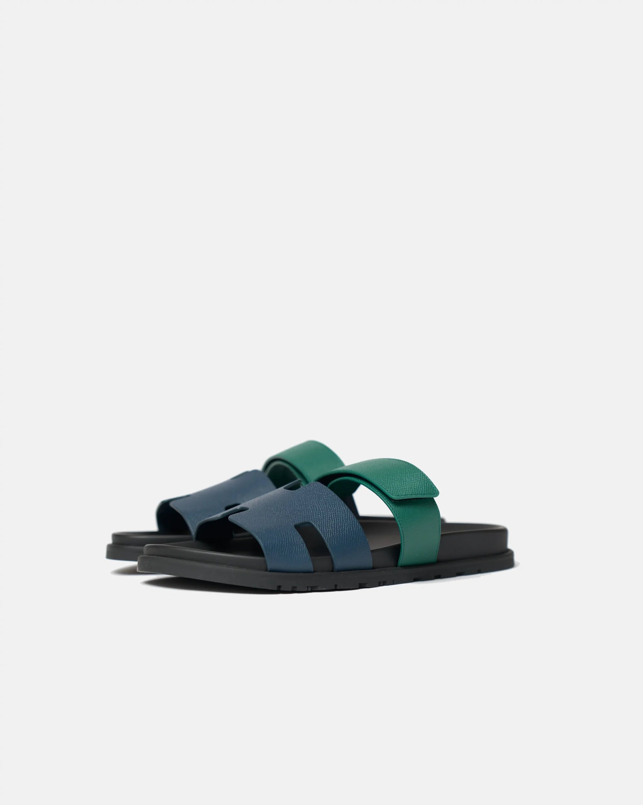 Hermès Chypre Bleu Celeste_Vert Oyat Epsom Sandals