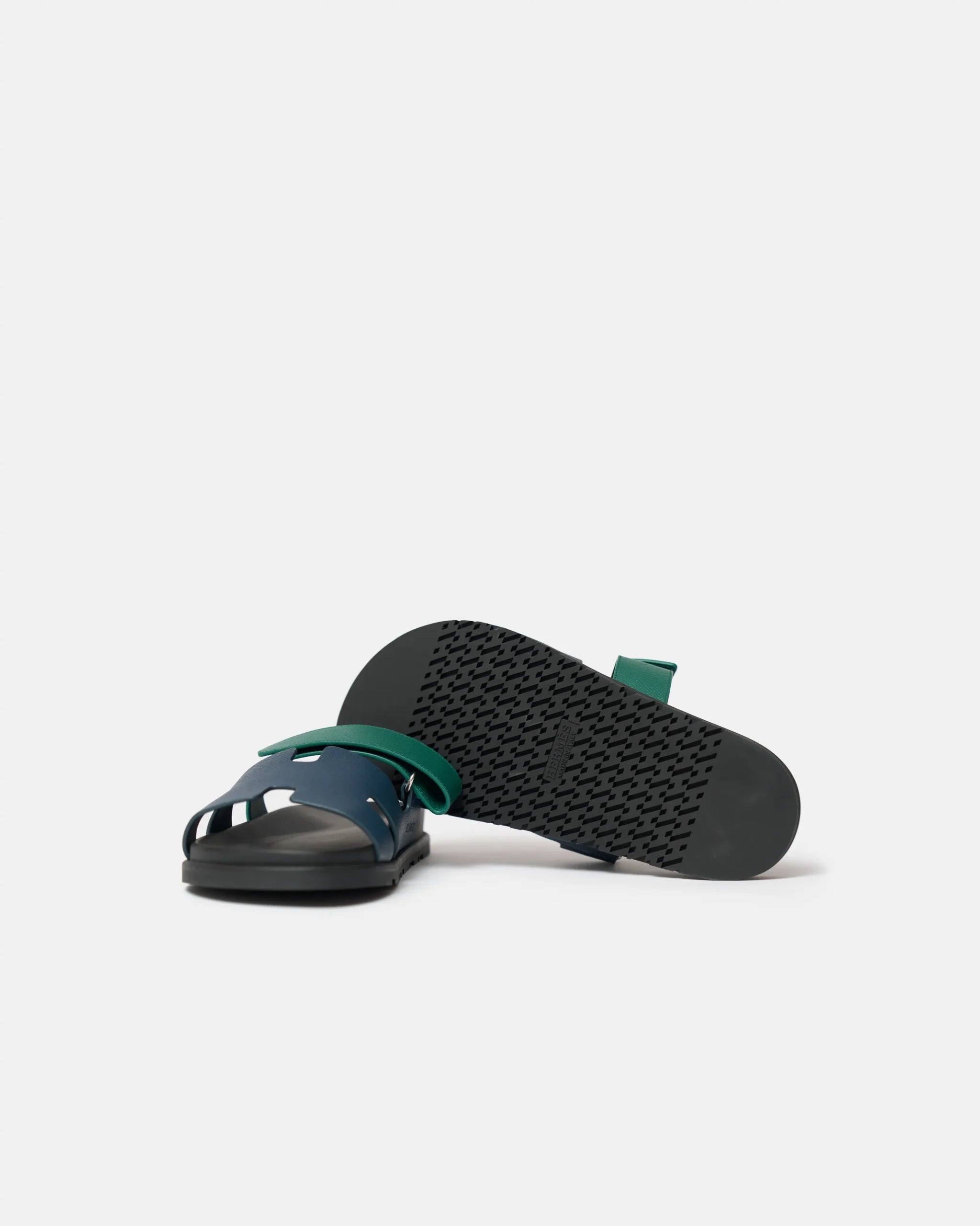 Hermès Chypre Bleu Celeste_Vert Oyat Epsom Sandals