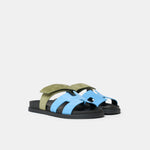 Hermès Chypre Bleu Cameo_ Vert Celadon Suede Sandals