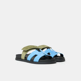 Hermès Chypre Bleu Cameo_ Vert Celadon Suede Sandals