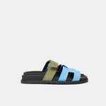 Hermès Chypre Bleu Cameo_ Vert Celadon Suede Sandals