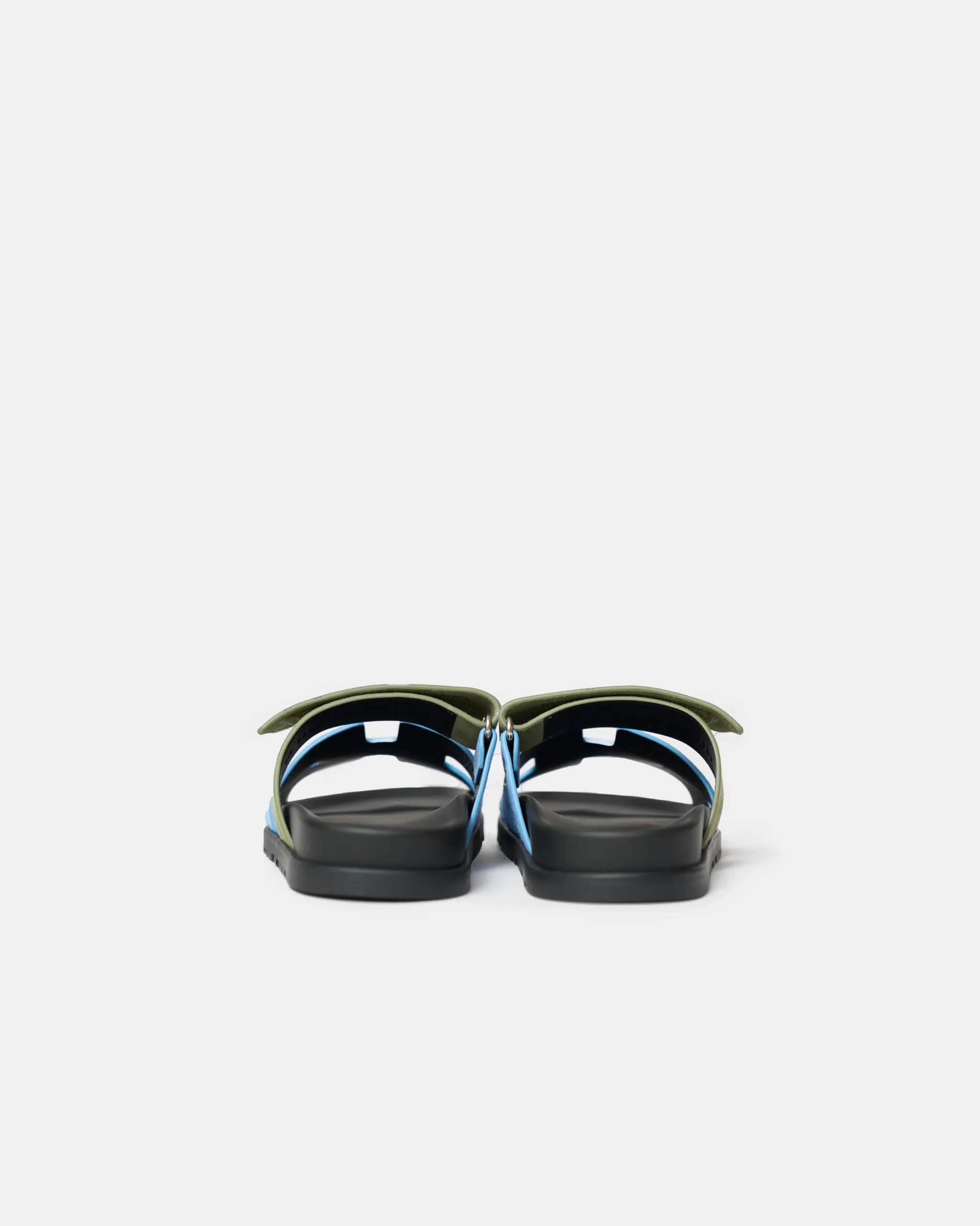 Hermès Chypre Bleu Cameo_ Vert Celadon Suede Sandals