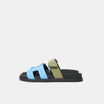 Hermès Chypre Bleu Cameo_ Vert Celadon Suede Sandals