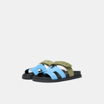 Hermès Chypre Bleu Cameo_ Vert Celadon Suede Sandals
