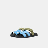 Hermès Chypre Bleu Cameo_ Vert Celadon Suede Sandals