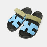 Hermès Chypre Bleu Cameo_ Vert Celadon Suede Sandals
