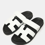 Hermès Chypre White Calfskin Sandals