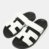 Hermès Chypre White Calfskin Sandals