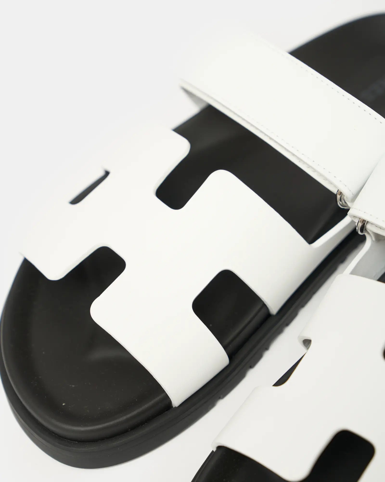 Hermès Chypre White Calfskin Sandals