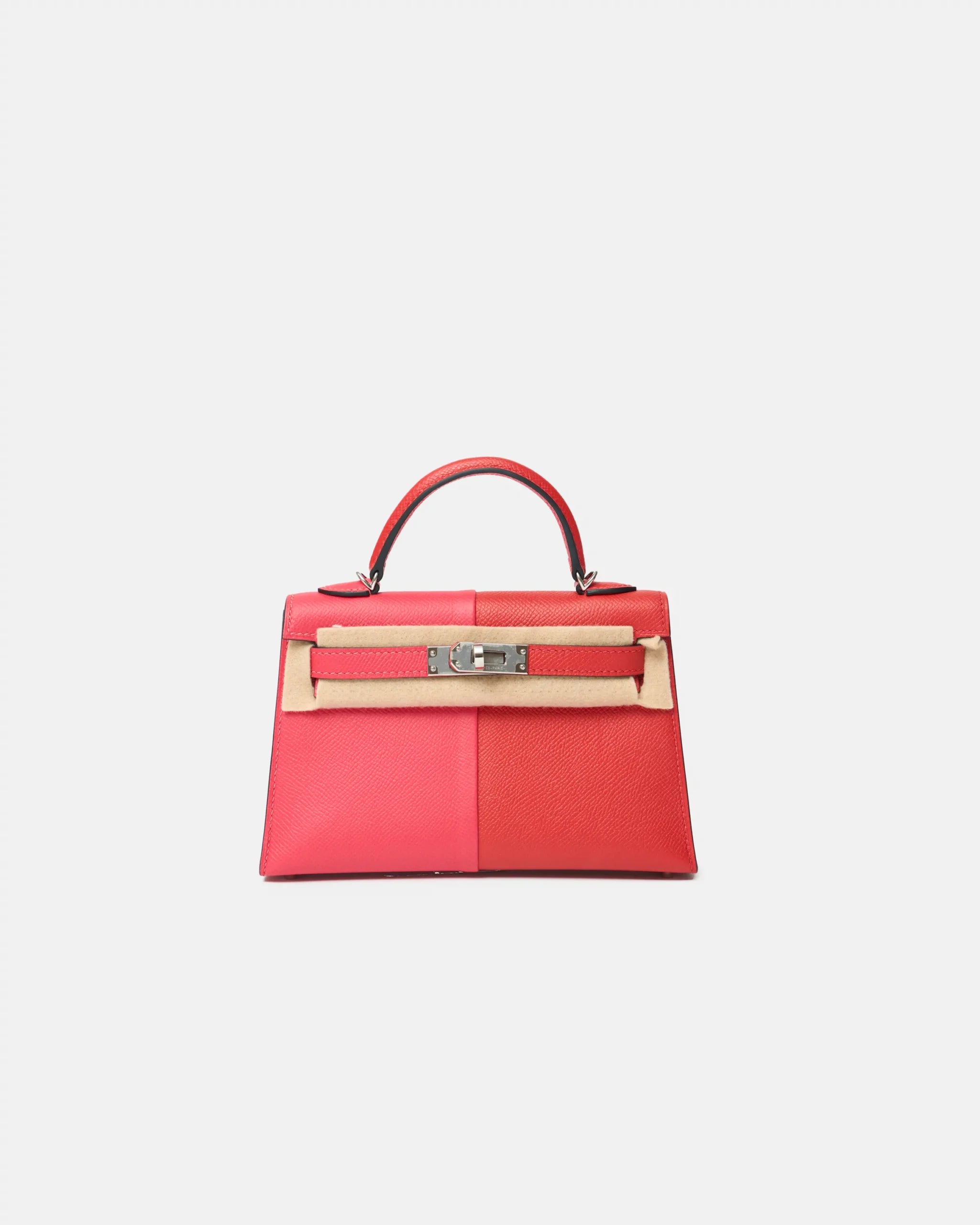 Hermès Mini Kelly II 20 Casaque Rose Extreme, Rouge de Coeur & Bleu Zanzibar Epsom PHW