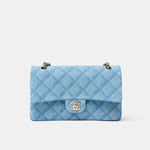 Chanel Classic Double Flap Medium Light Blue Denim Gold-Tone Metal