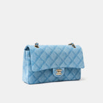 Chanel Classic Double Flap Medium Light Blue Denim Gold-Tone Metal