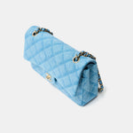 Chanel Classic Double Flap Medium Light Blue Denim Gold-Tone Metal