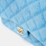 Chanel Classic Double Flap Medium Light Blue Denim Gold-Tone Metal
