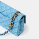 Chanel Classic Double Flap Medium Light Blue Denim Gold-Tone Metal