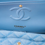 Chanel Classic Double Flap Medium Light Blue Denim Gold-Tone Metal