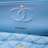 Chanel Classic Double Flap Medium Light Blue Denim Gold-Tone Metal