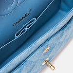 Chanel Classic Double Flap Medium Light Blue Denim Gold-Tone Metal